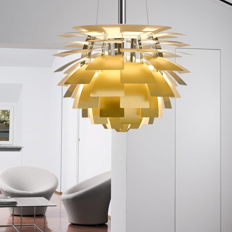 Elara Artichoke Metal Pendant Light With LED Sculpture