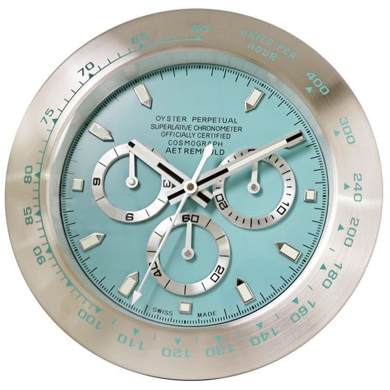 NovaTime 33 cm Silent Wall Clock — Stainless Steel Frame, Luminous Hands