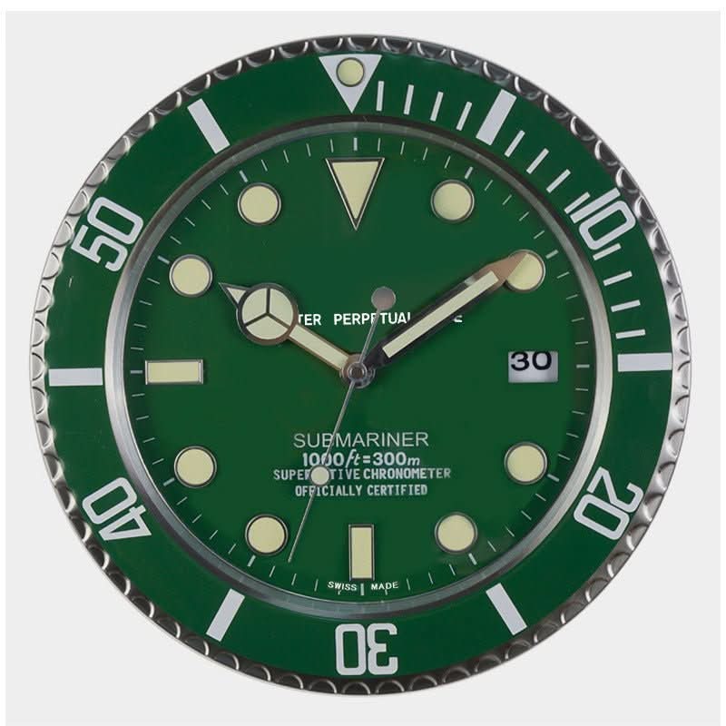 NovaTime 33 cm Silent Wall Clock — Stainless Steel Frame, Luminous Hands
