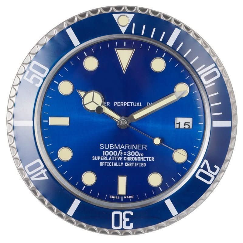 NovaTime 33 cm Silent Wall Clock — Stainless Steel Frame, Luminous Hands