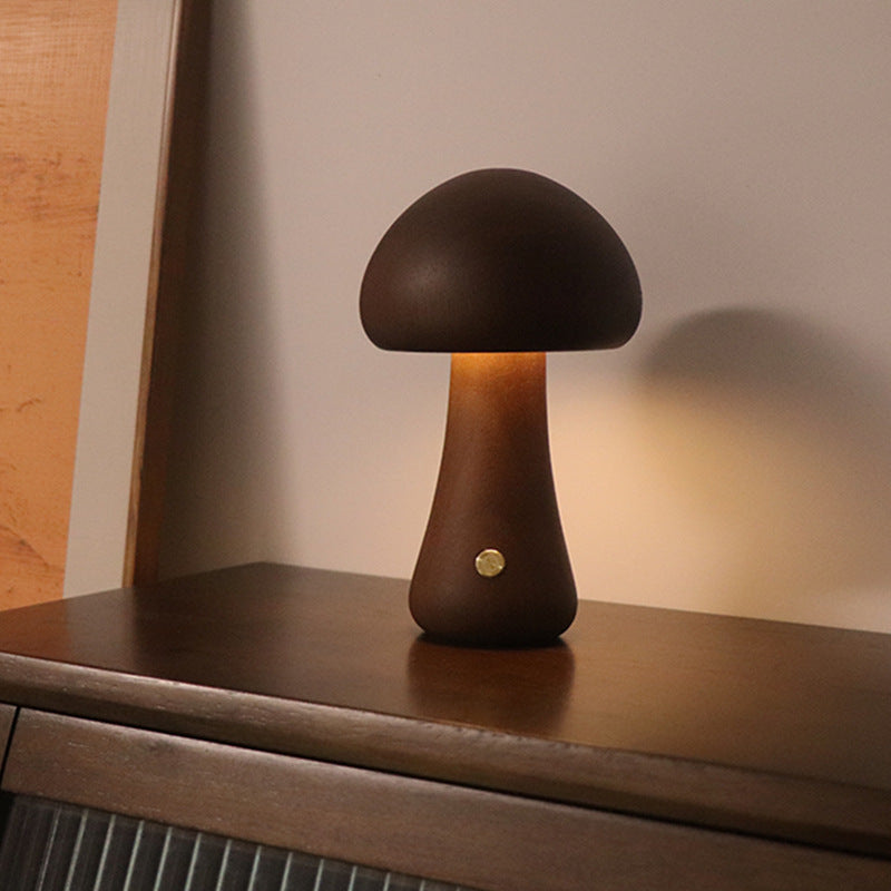 SylvaLamp Wooden Mushroom LED Night Light With Touch Switch