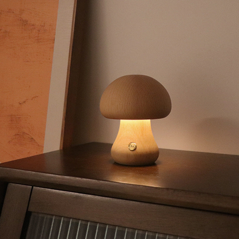 SylvaLamp Wooden Mushroom LED Night Light With Touch Switch