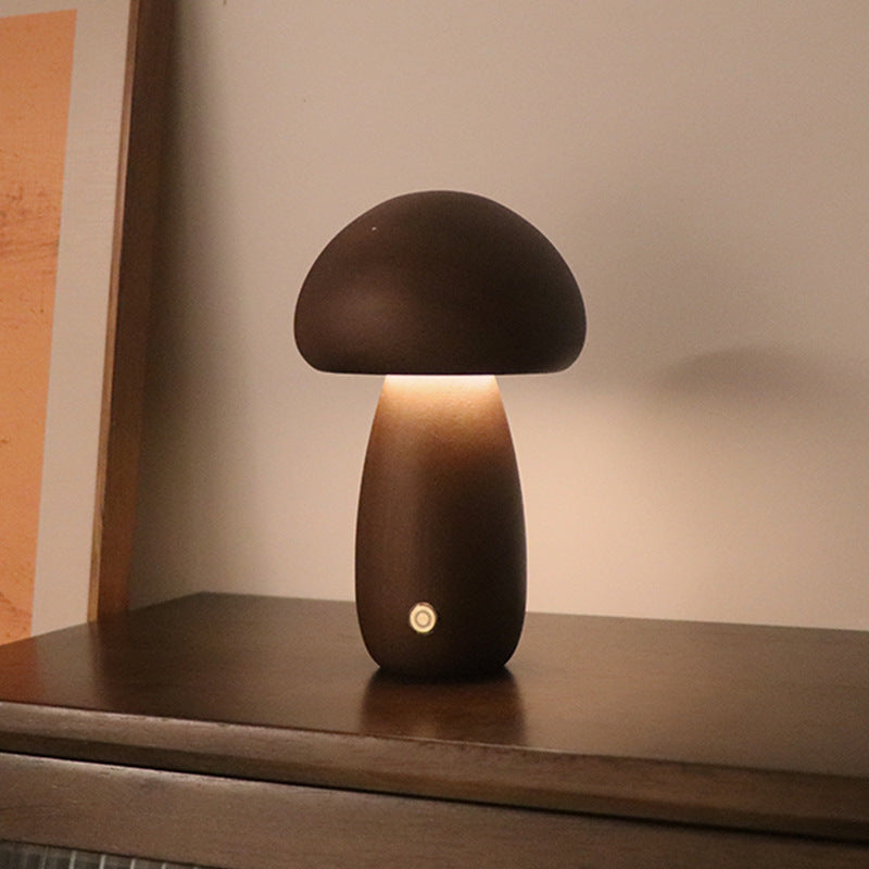 SylvaLamp Wooden Mushroom LED Night Light With Touch Switch