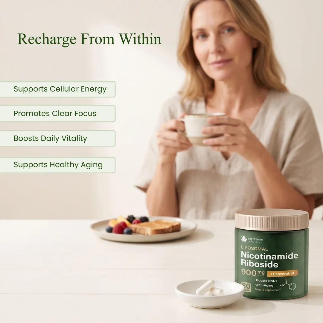 NAD+ Nicotinamide Riboside 900 mg: alimenta l’energia cellulare e favorisce un invecchiamento sano