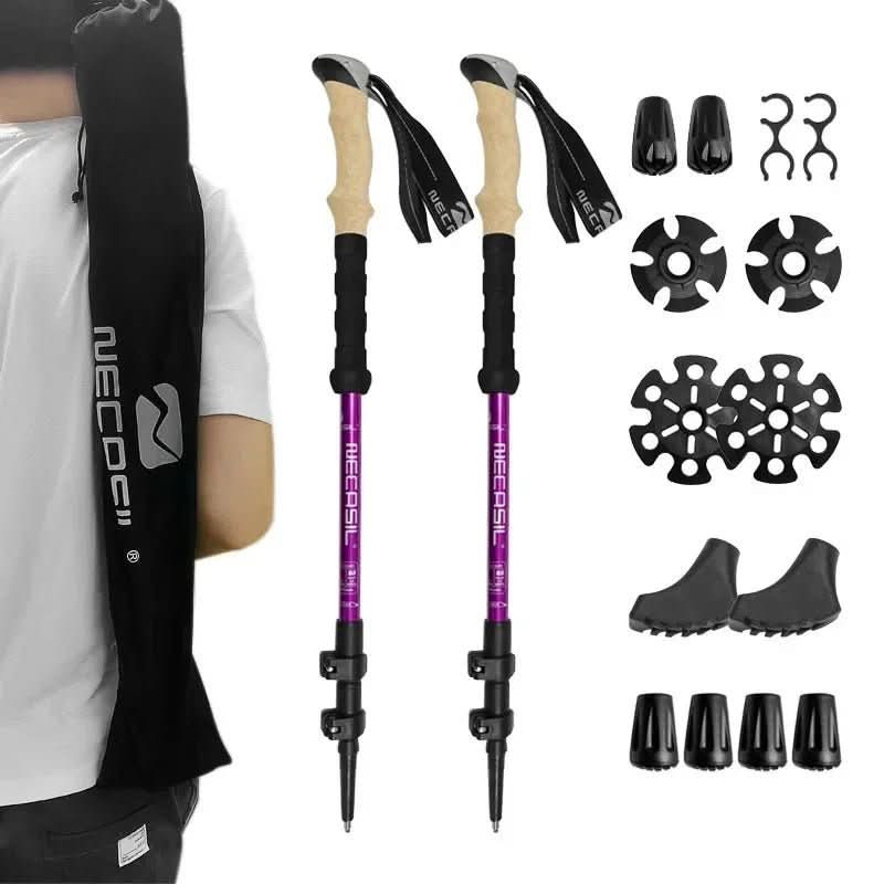 NovaTrail Trekking Poles — Collapsible Three-Section Folding Design, Pair