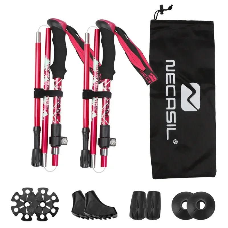 NovaTrail Trekking Poles — Collapsible Three-Section Folding Design, Pair
