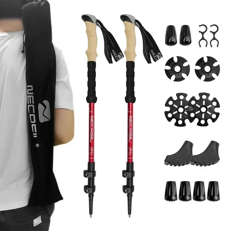NovaTrail Trekking Poles — Collapsible Three-Section Folding Design, Pair