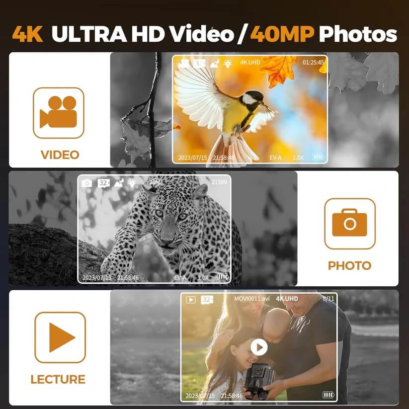 LumaScout 4K-Nachtsichtfernglas — 8-facher Zoom, UHD-Bildsensor