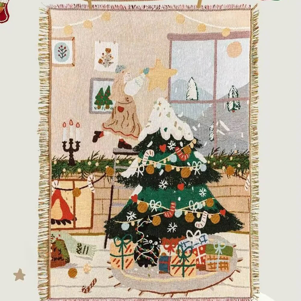 SnowHaven お手入れ簡単なクリスマス用ソファカバー — 伸縮性のあるフィット感