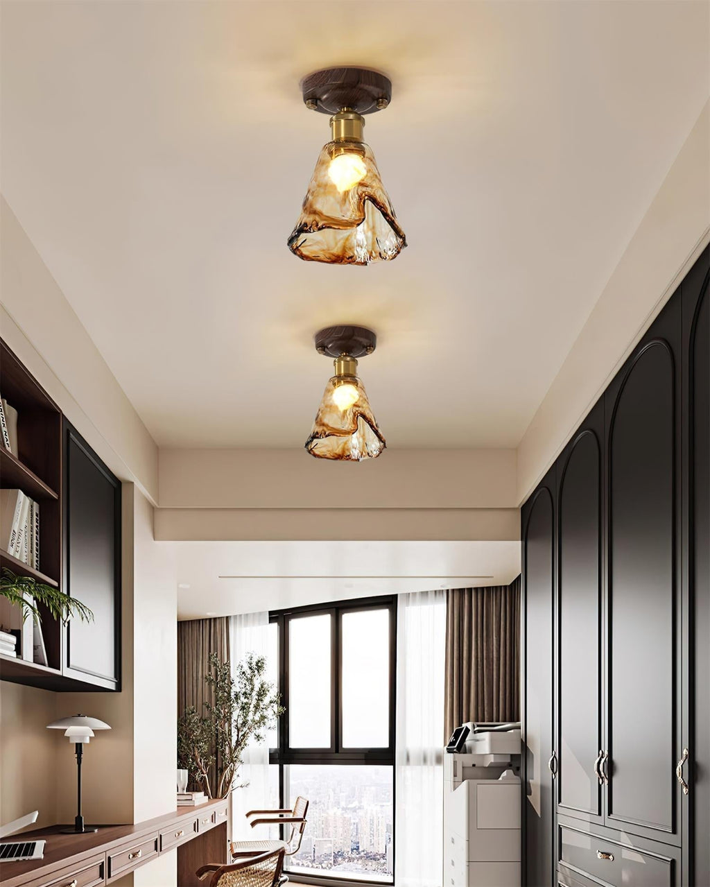 Velimo Amber Glass Flush Mount Light | ventumra