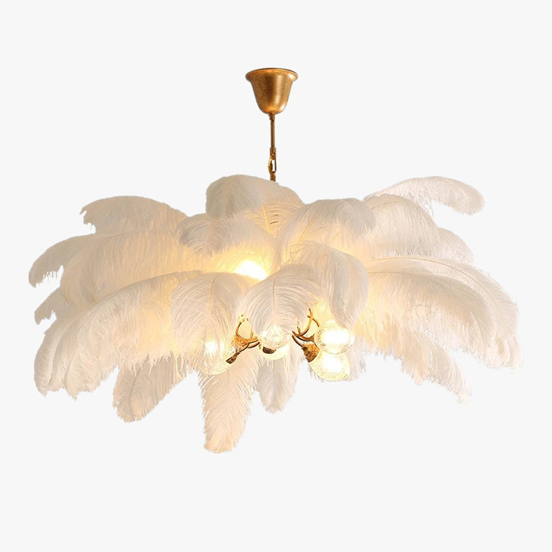 O'Moore Nordic Luxury Pendant Light, Brass/Feather | ventumra
