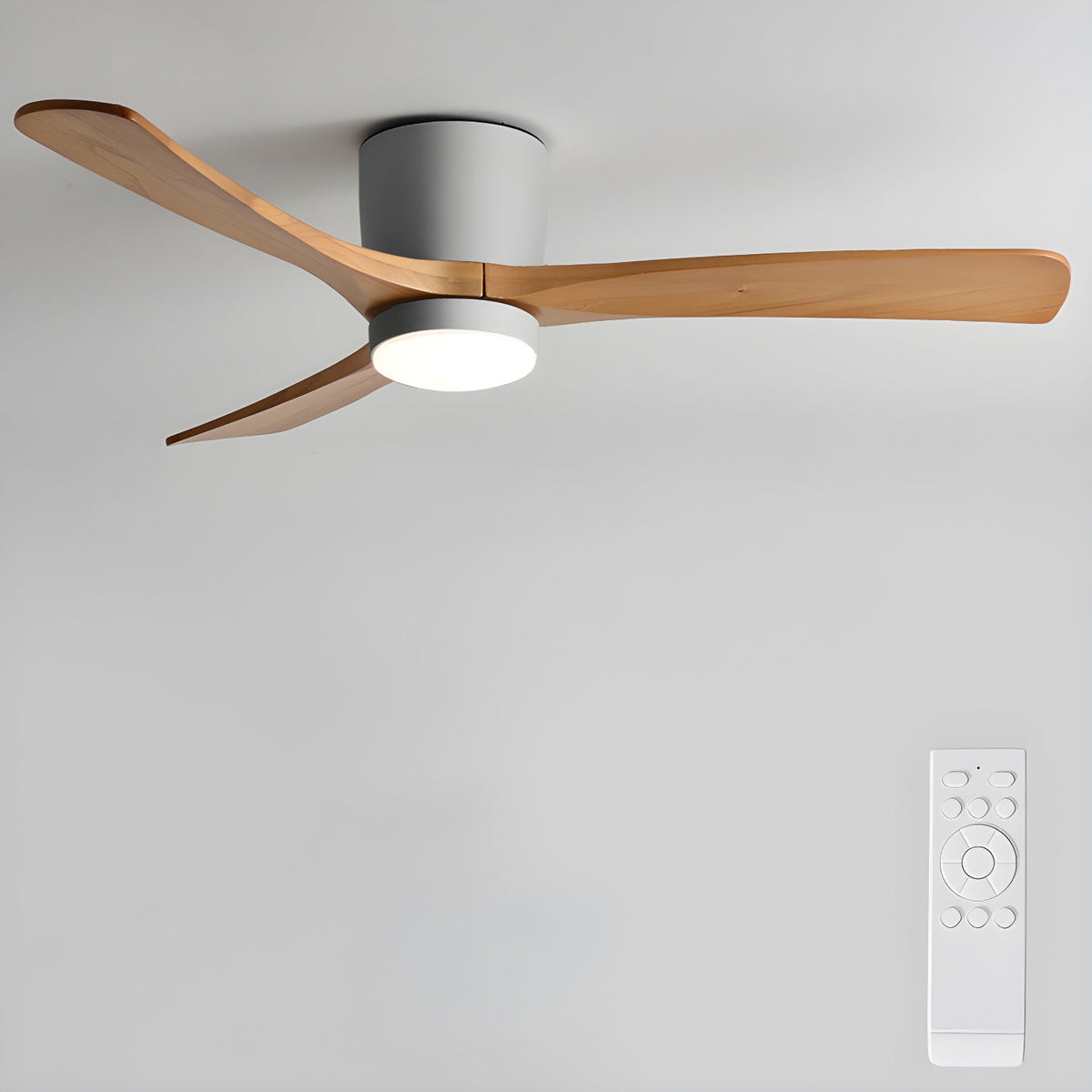 Stropní ventilátor se svítidlem Isben a dřevěnými lopatkami | Ventumra