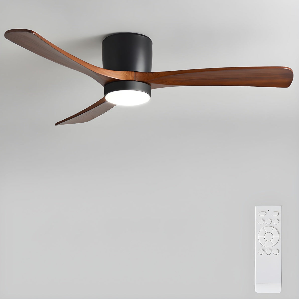 Stropní ventilátor se svítidlem Isben a dřevěnými lopatkami | Ventumra