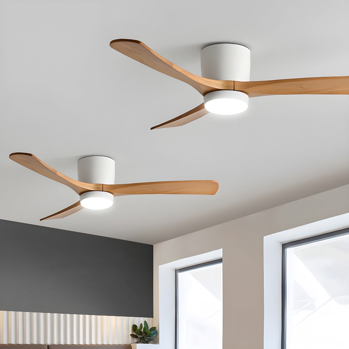 Stropní ventilátor se svítidlem Isben a dřevěnými lopatkami | Ventumra