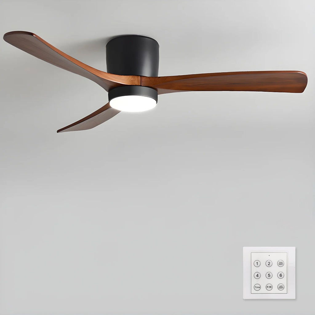 Stropní ventilátor se svítidlem Isben a dřevěnými lopatkami | Ventumra