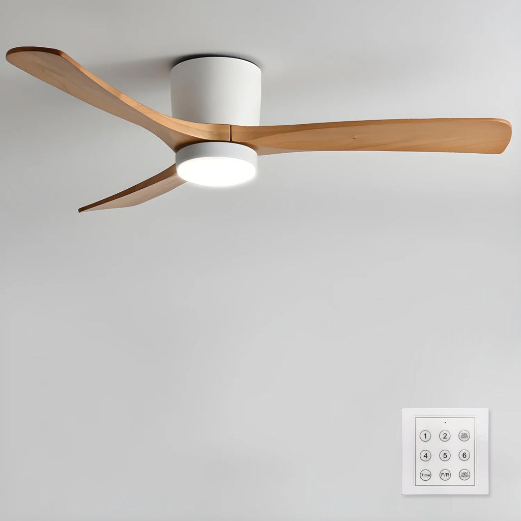Stropní ventilátor se svítidlem Isben a dřevěnými lopatkami | Ventumra