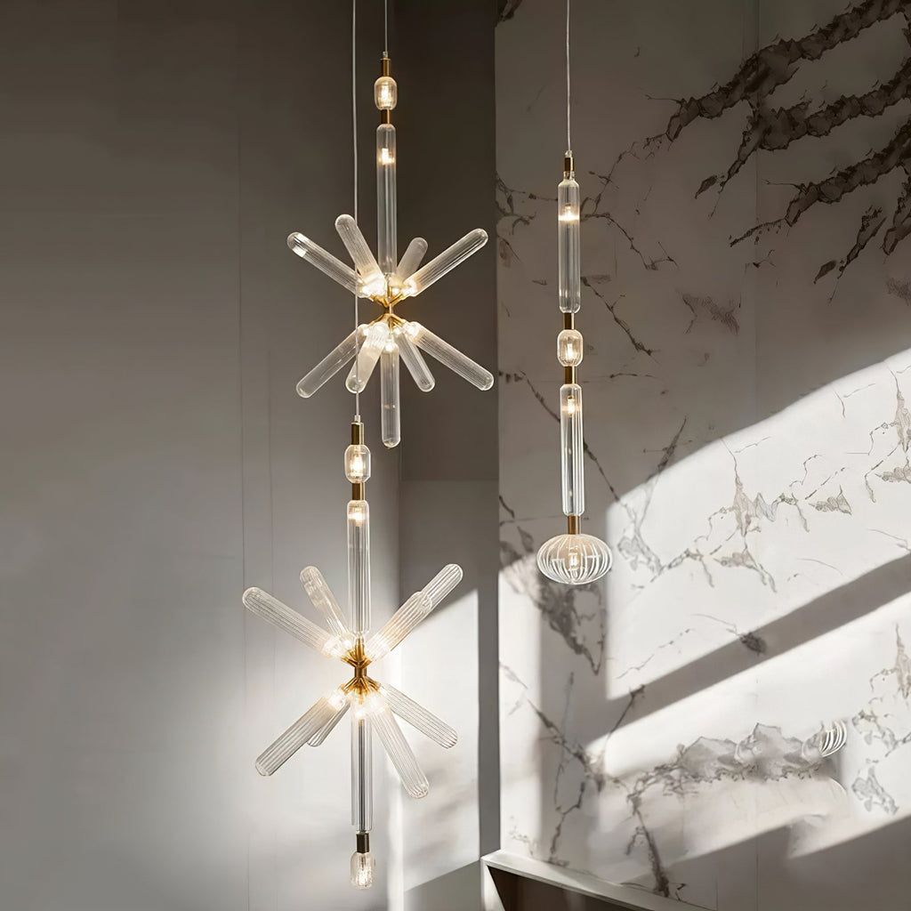 Lumenara Tube Pendant Light With Elegant Crystal Cylinders