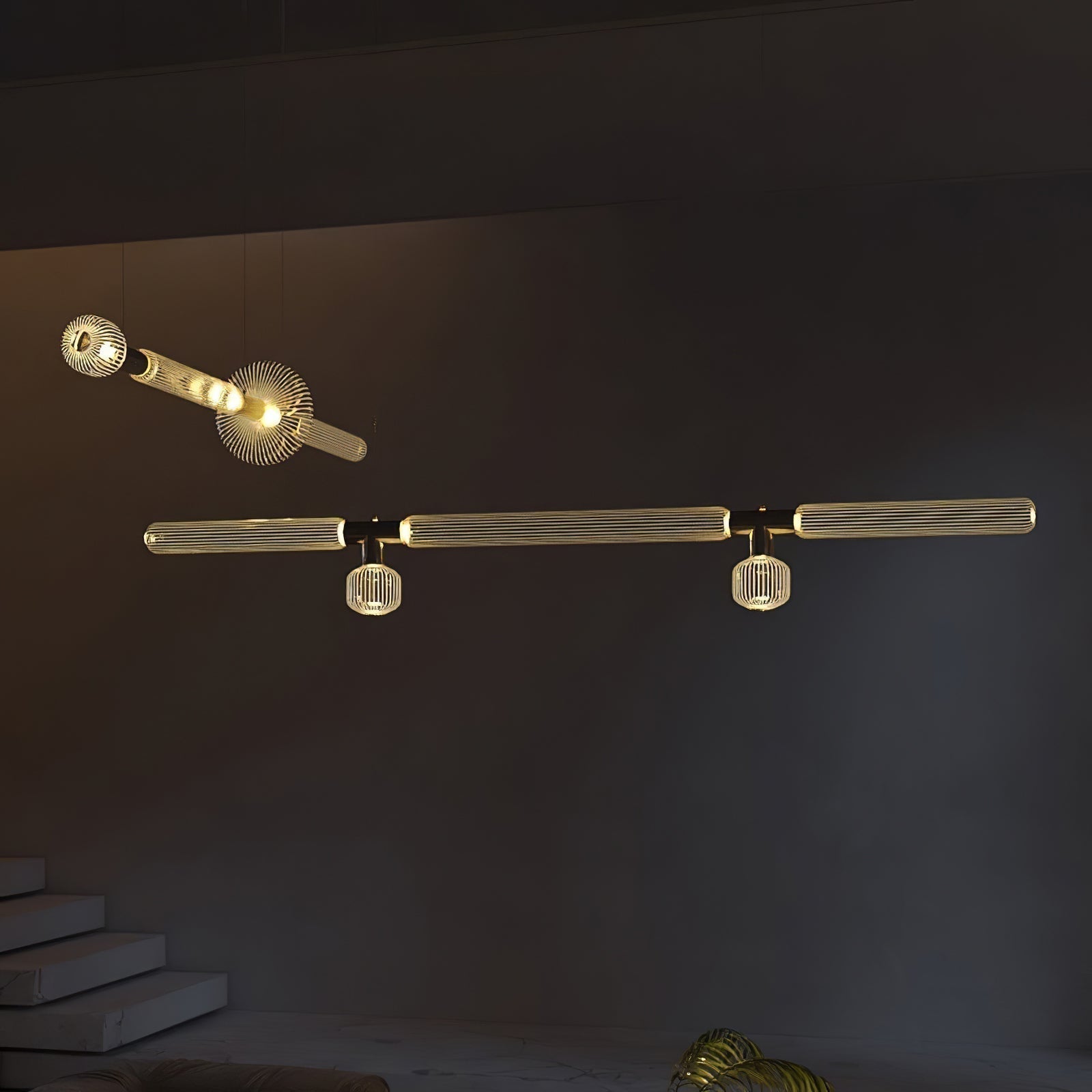 Lumenara Tube Pendant Light With Elegant Crystal Cylinders