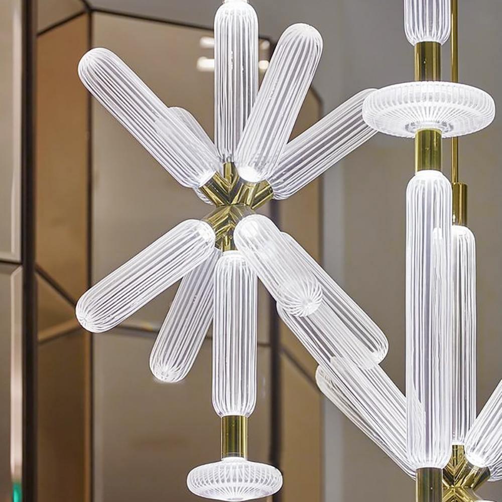 Lumenara Tube Pendant Light With Elegant Crystal Cylinders