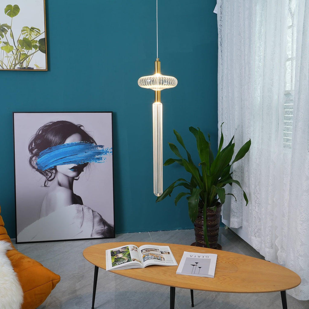 Lumenara Tube Pendant Light With Elegant Crystal Cylinders