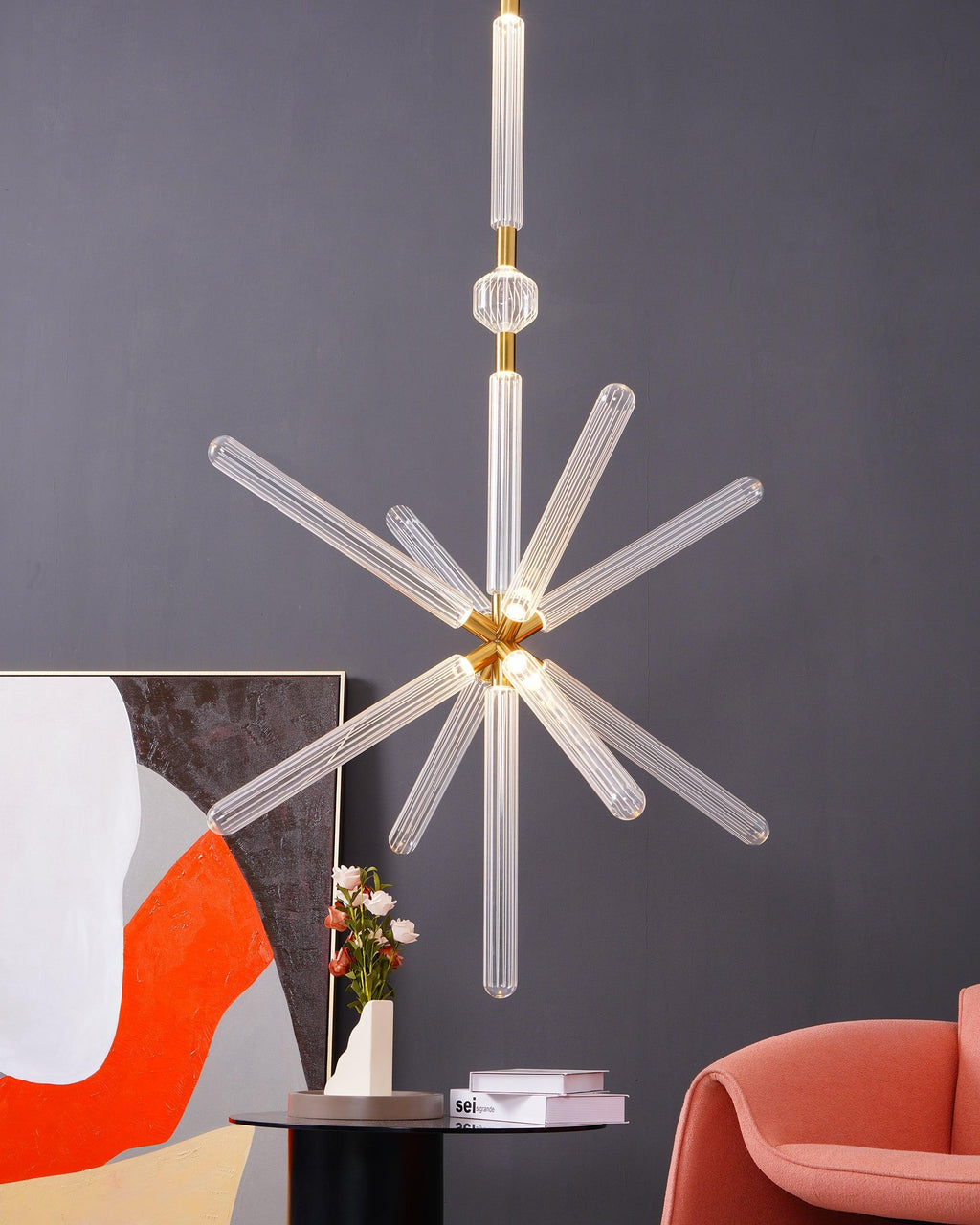 Lumenara Tube Pendant Light With Elegant Crystal Cylinders