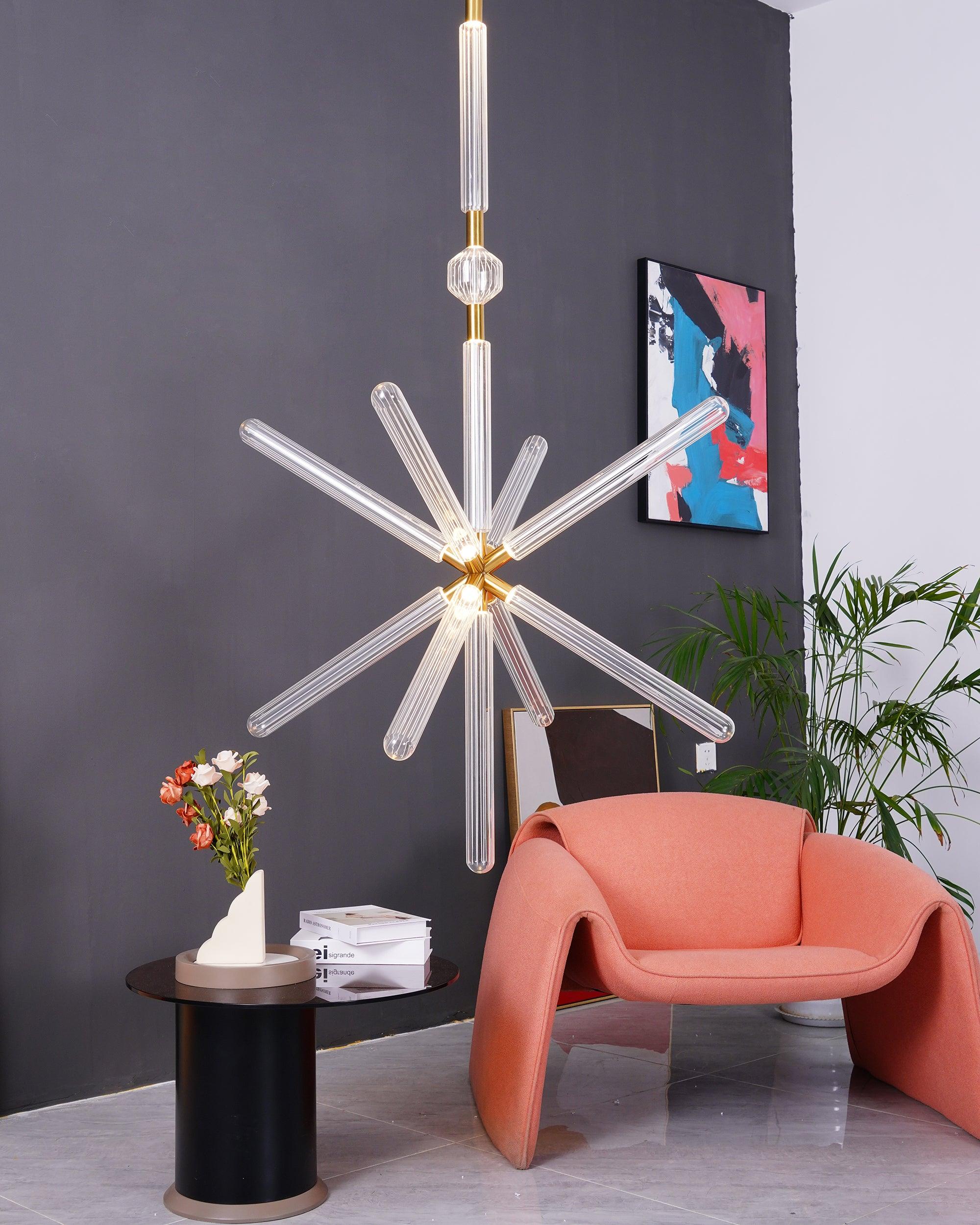 Lumenara Tube Pendant Light With Elegant Crystal Cylinders