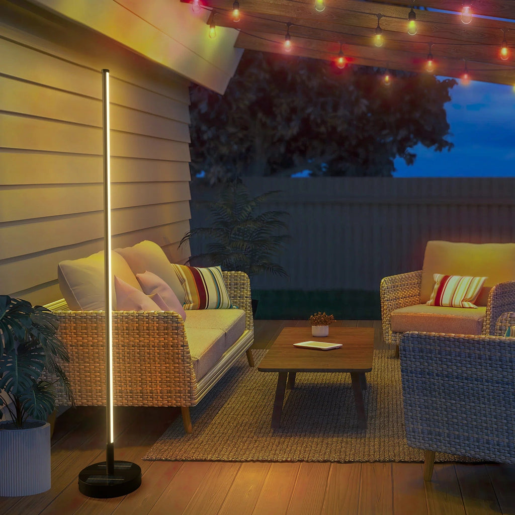 AuroraTrail Solar Floor Lamp with Durable Iron Construction