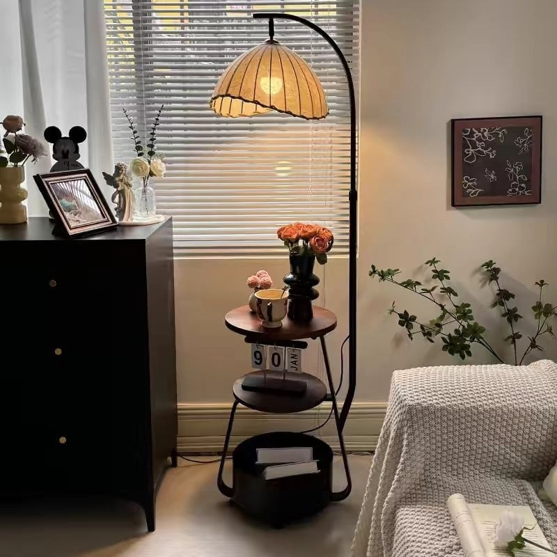 Miyako Minimalist Japanese Bedside Lamp Table in Wood