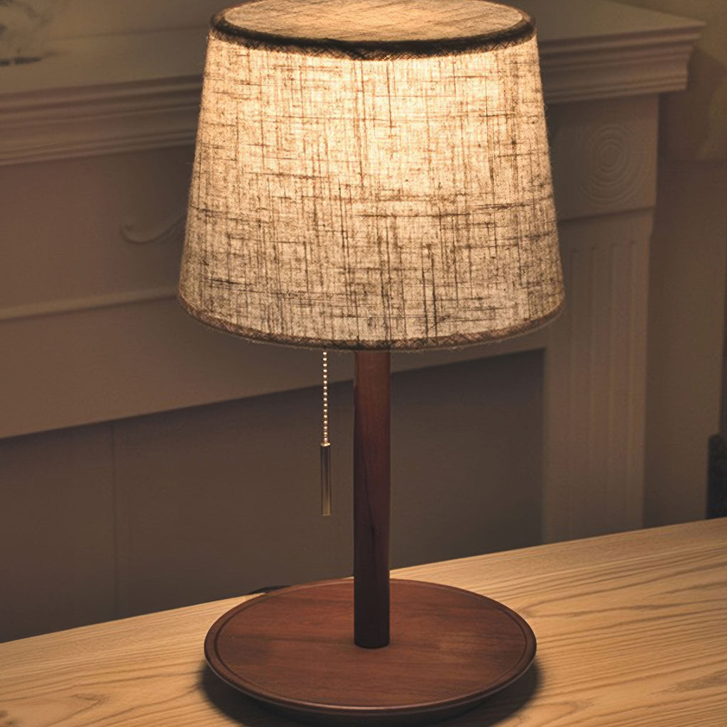Halden Nordic Walnut LED Lamp With Luxury Fabric Shade