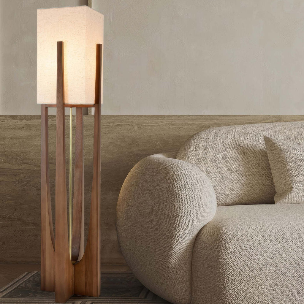 Kirrea Tricolor Japanese-Style Solid Walnut Floor Lamp