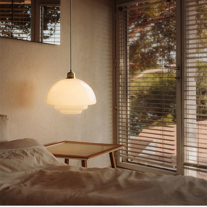 Ardelle | Ivory Glass Pendant Light In Mid-Century Style