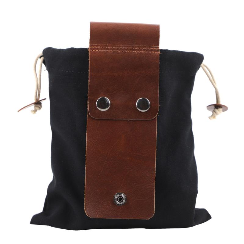 Handgjord naturupptäckarpåse i läder och canvas - vintagestil
