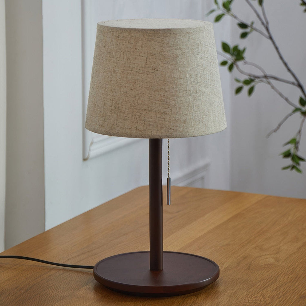 Halden Nordic Walnut LED Lamp With Luxury Fabric Shade