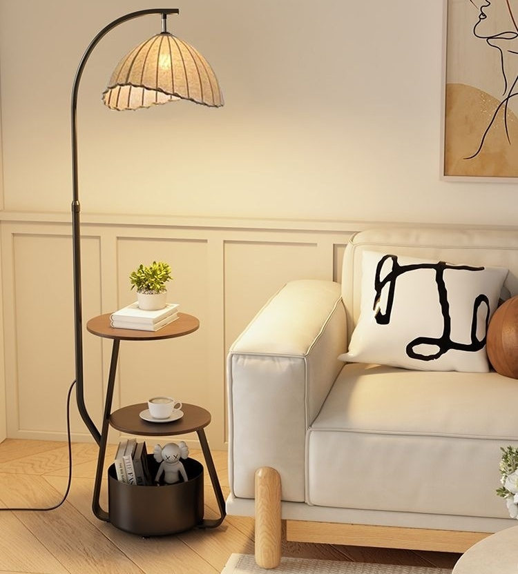 Miyako Minimalist Japanese Bedside Lamp Table in Wood