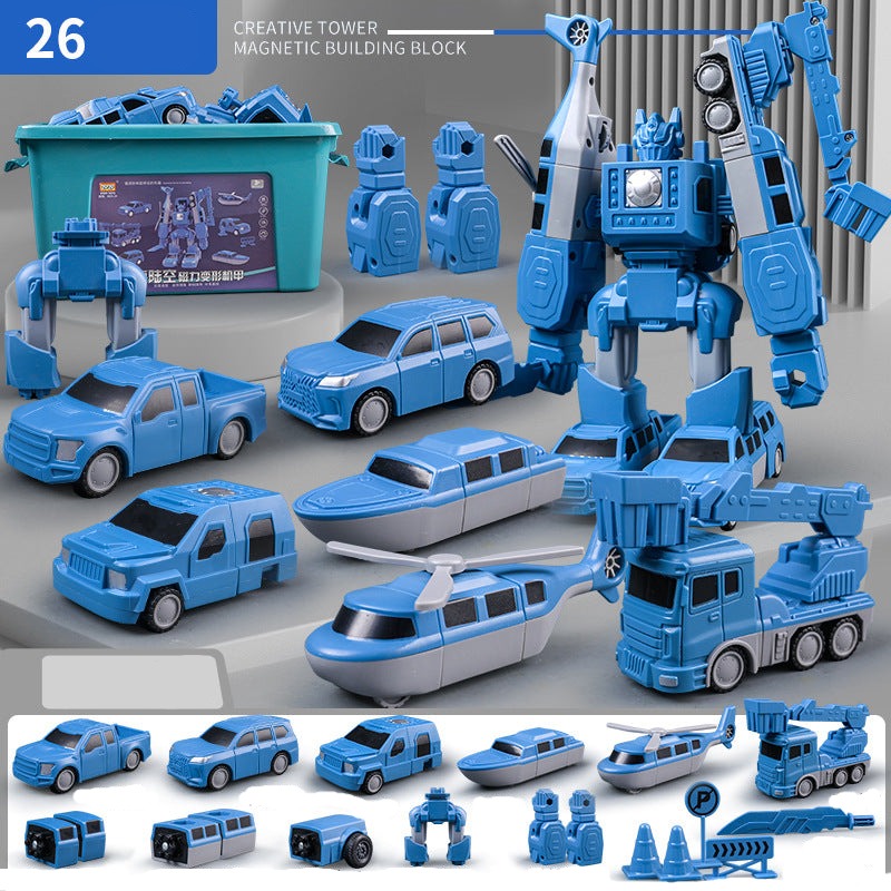 Vehículos magnéticos transformables - set creativo de juguetes robot