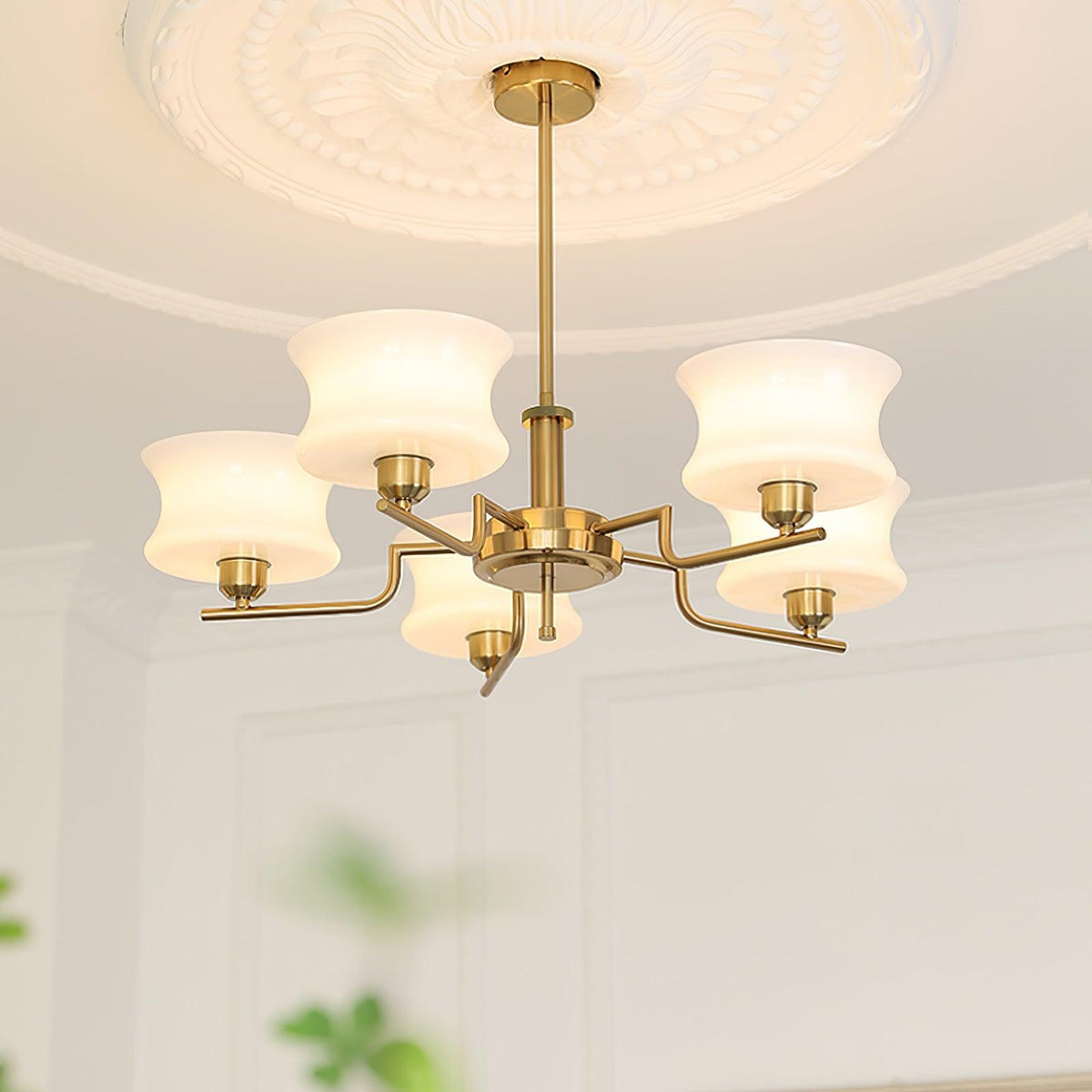 Vintage Gold Glass Ceiling Chandelier Light Fixture | Ventumra