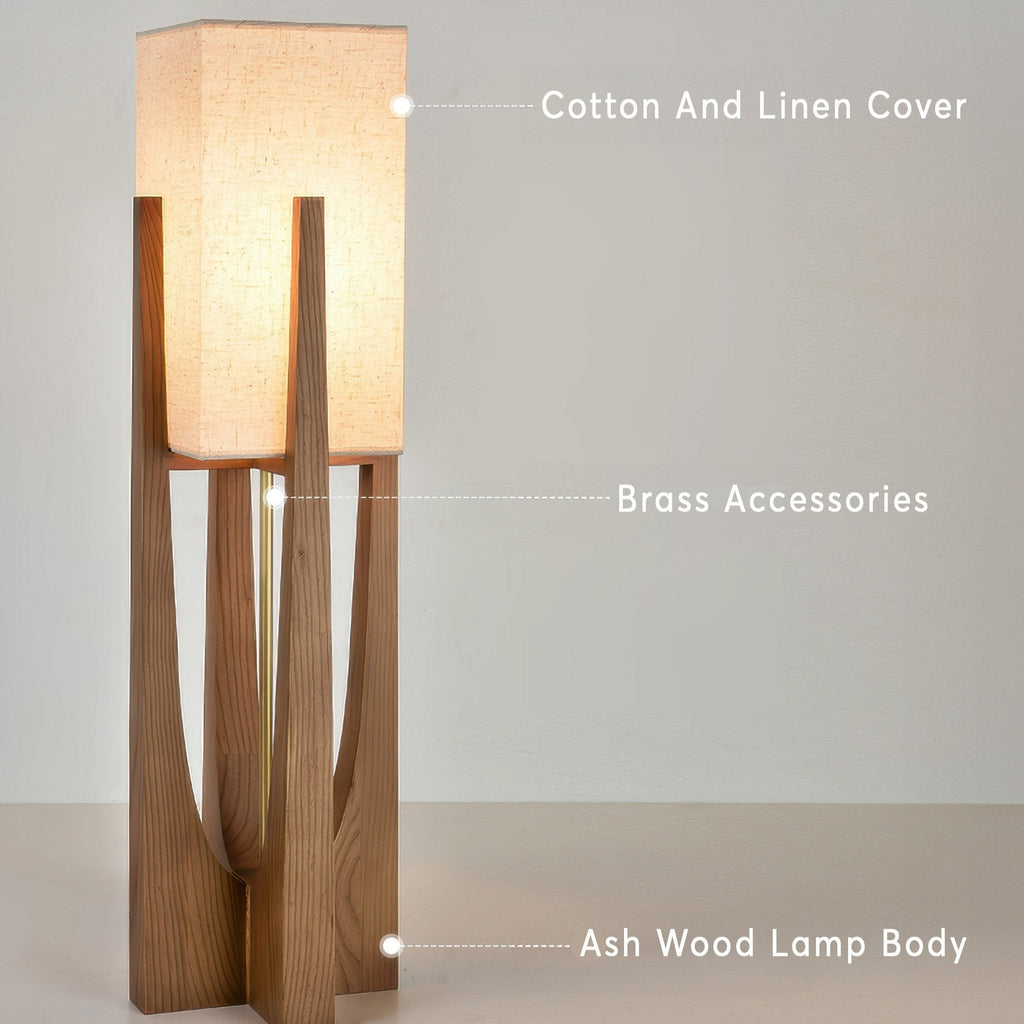 Kirrea Tricolor Japanese-Style Solid Walnut Floor Lamp