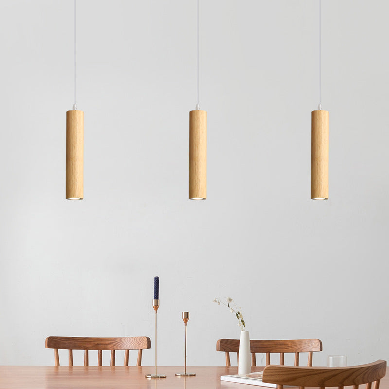 Muto Cylindrical Wood Pendant Light, for Bedroom & Kitchen Island | ventumra