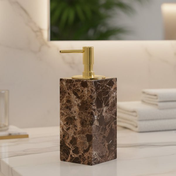 Aurea Bath Essentials — Coordinated Accessory Set, Hand-Finished Dark Marble Accents