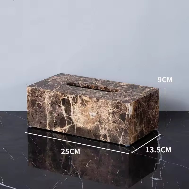 Aurea Bath Essentials — Coordinated Accessory Set, Hand-Finished Dark Marble Accents