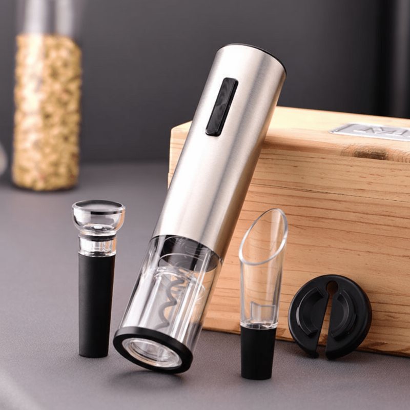AeroWine 4-In-1 Electric Corkscrew Opener — Pourer, Foil Cutter & Vacuum Stopper