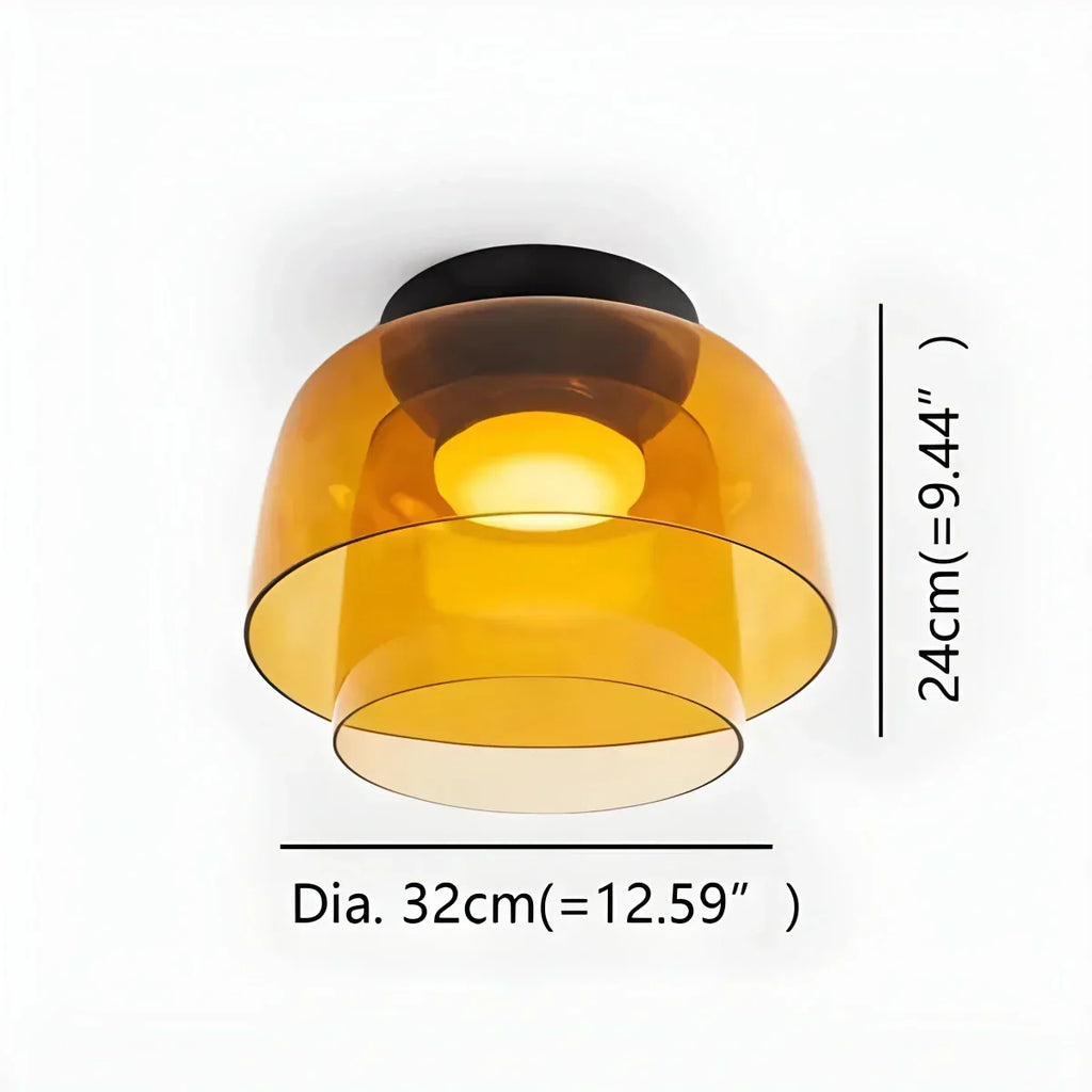 Cozy Bedroom Ceiling Light With Colored Glass Glow | Ventumra