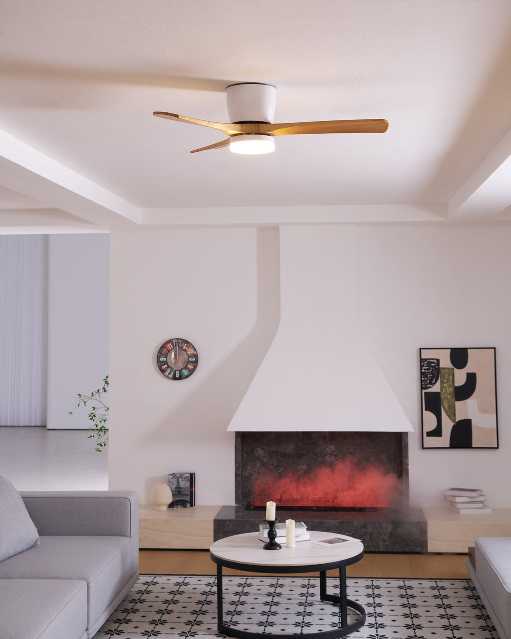 Stropní ventilátor se svítidlem Isben a dřevěnými lopatkami | Ventumra