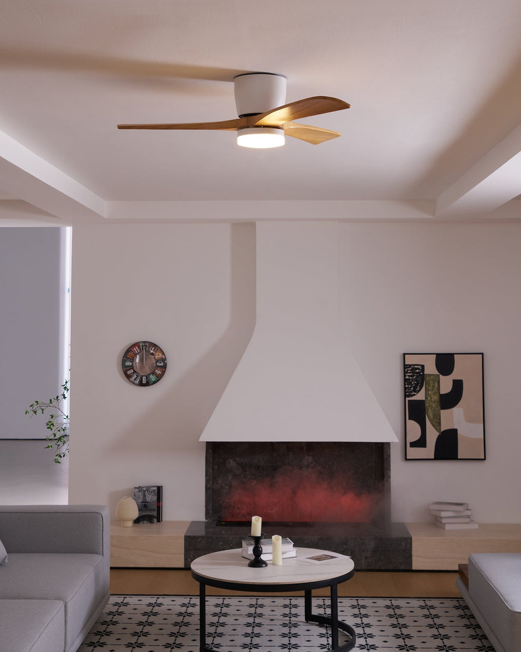 Stropní ventilátor se svítidlem Isben a dřevěnými lopatkami | Ventumra