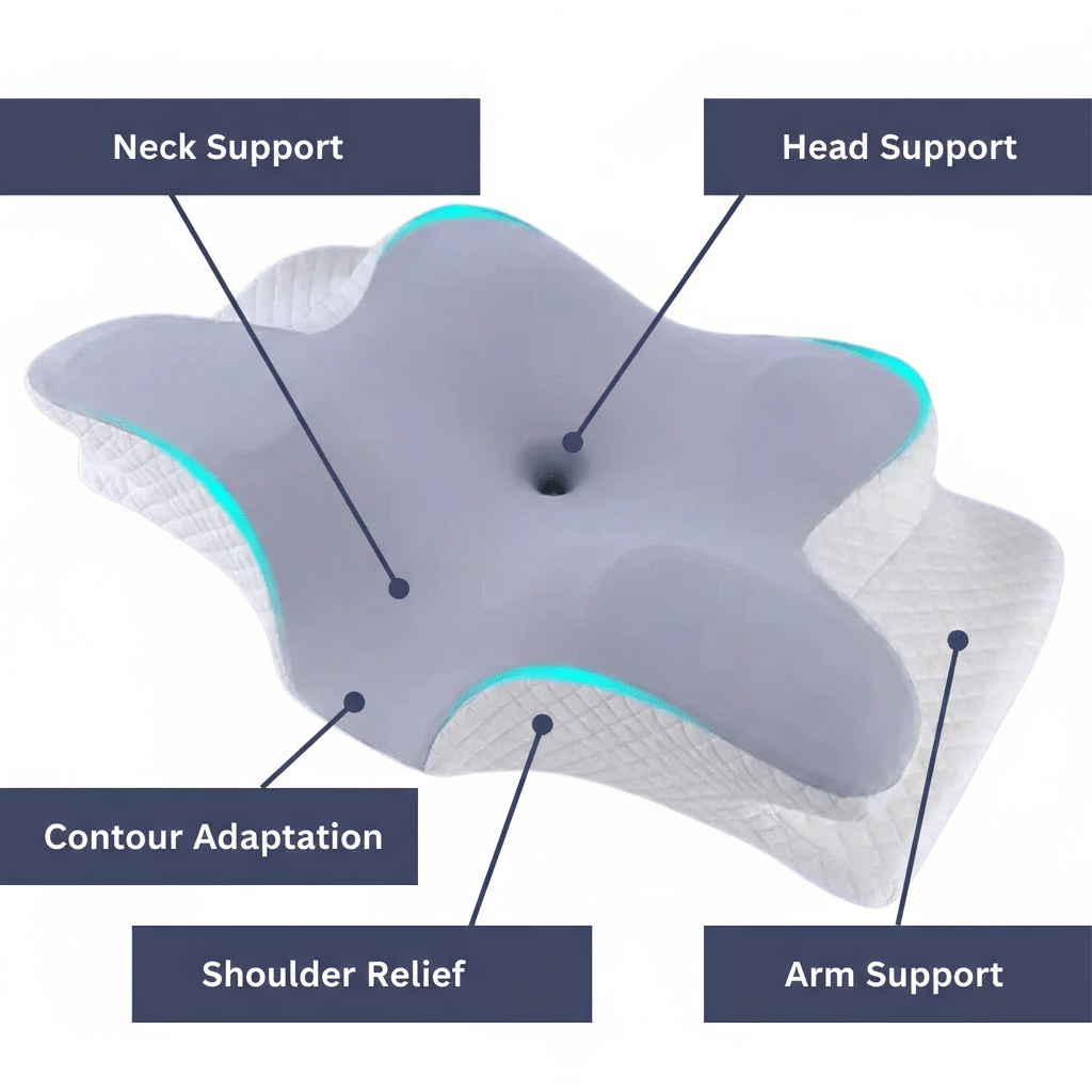 AuroraCore Orthopaedic Memory Foam Pillow — Dual-Height Support Profile