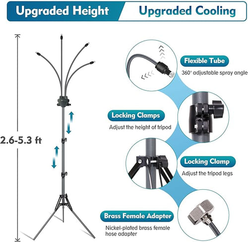 Adjustable Height Outdoor Water Mister For Patio Cooling 2.6 To 5.3 Ft Tripod | Ventumra