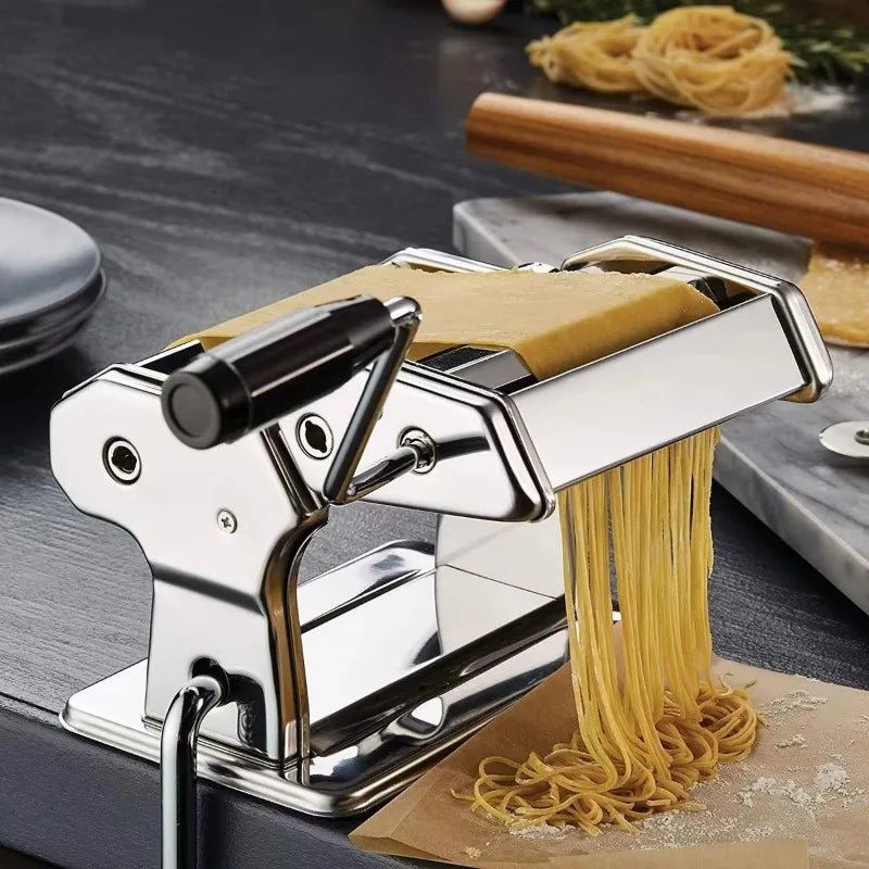 PastaCraft Manual Pasta Machine — Hand Crank Control, Seven Adjustable Thickness Settings