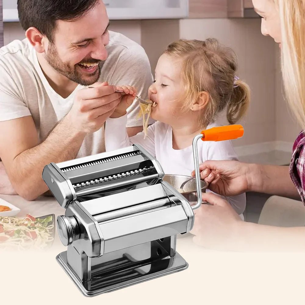 PastaCraft Manual Pasta Machine — Hand Crank Control, Seven Adjustable Thickness Settings