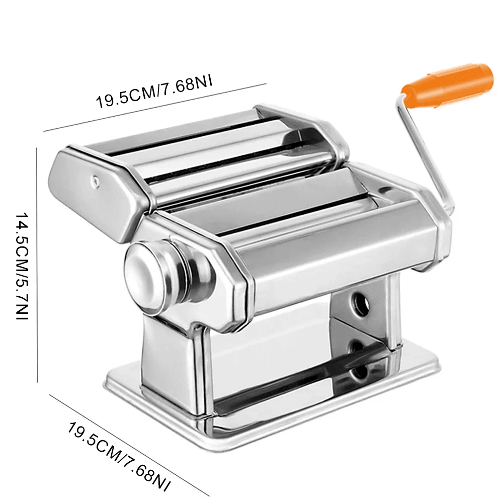 PastaCraft Manual Pasta Machine — Hand Crank Control, Seven Adjustable Thickness Settings