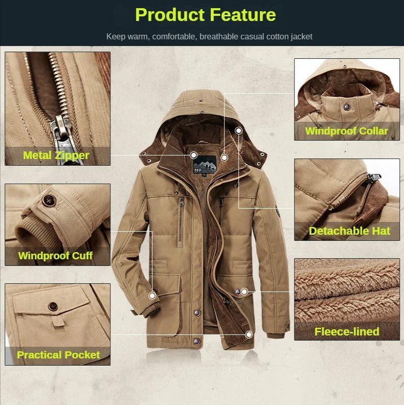 EcoLeaf Herren-Winterjacke mit Isolierung – Regendichter Wetterschutz